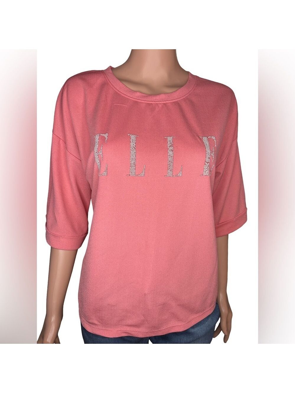 Elle Studio Coral 3/4 Sleeve Top Small | Stylish Casual Wear